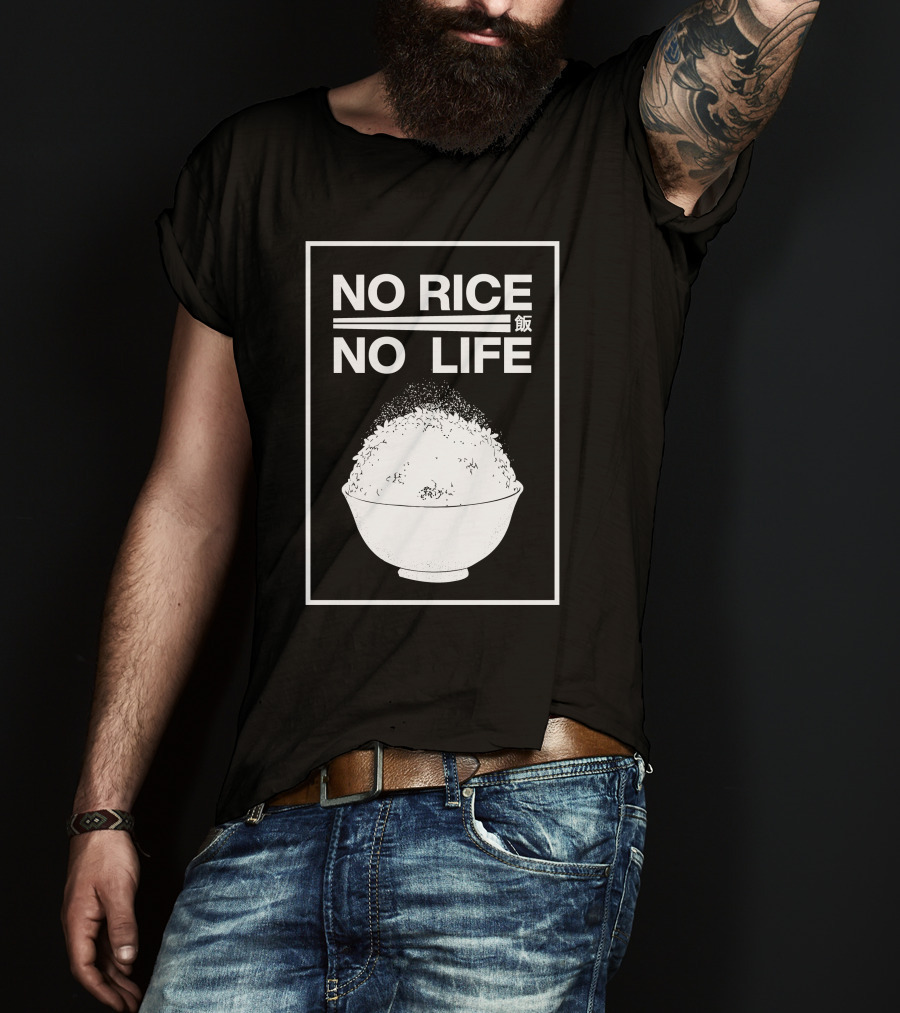 No Rice No Life Kanji Bowl T-Shirt