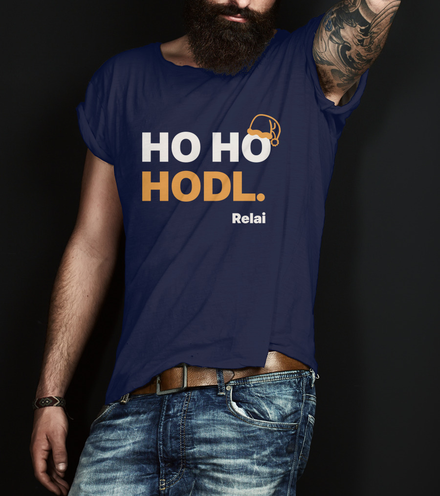 Ho Ho Hodl Relai Christmas Santa Hat Bitcoin T-Shirt