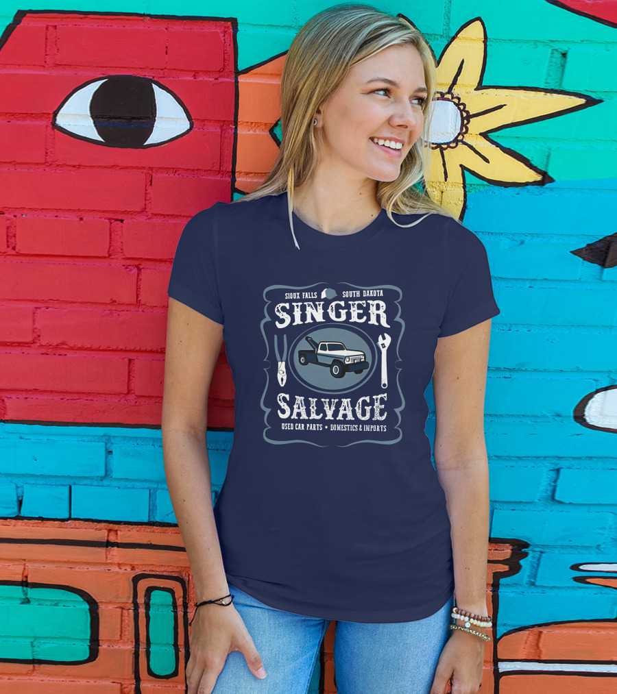 Sioux Falls South Dakota Singer Salvage Used Car Parts Domestics Imports T-Shirt