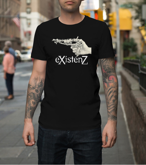 Shirt: eXistenZ Bone Gun Hand Retro 90s Film T-Shirt eXistenZ Bone Gun Hand Retro 90s Film T-Shirt