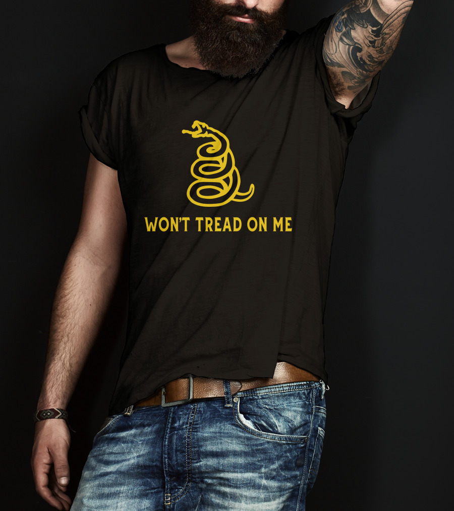 Won't Tread On Me Coiled Yellow Snake T-Shirt