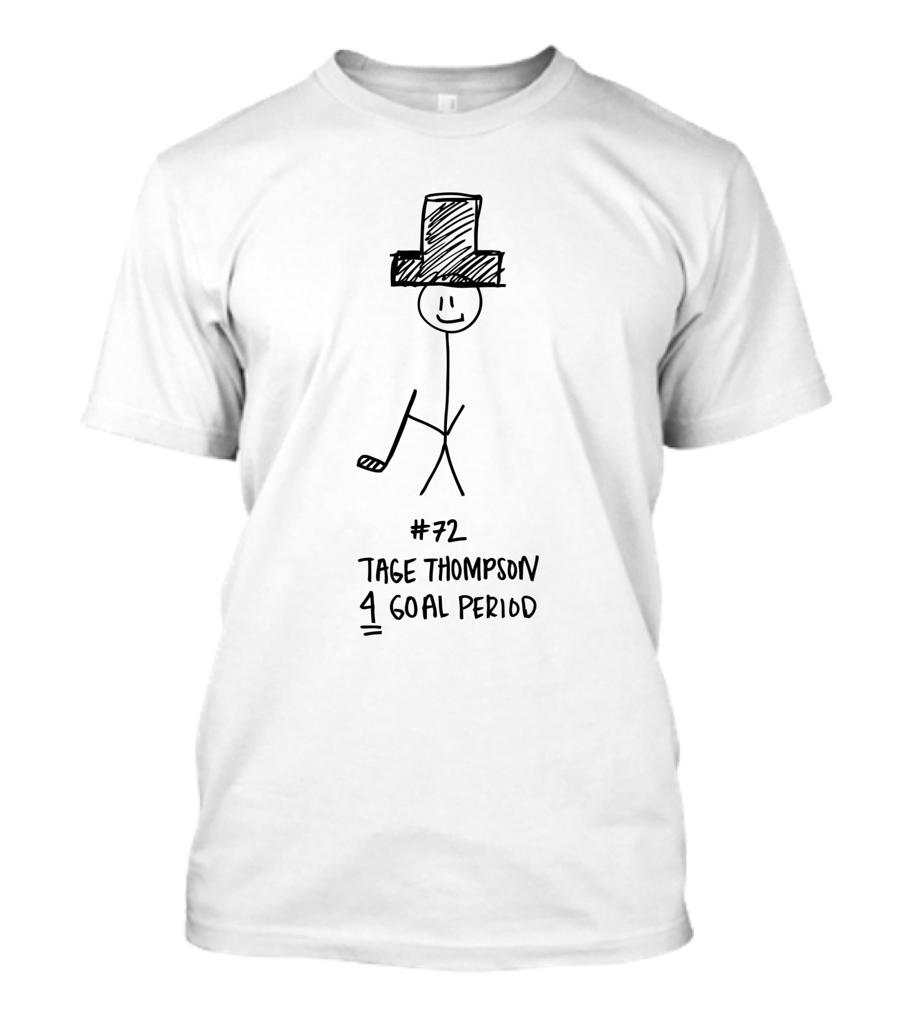 72 Tage Thompson 4 Goal Period Stick Figure Hockey Hat Trick T-Shirt