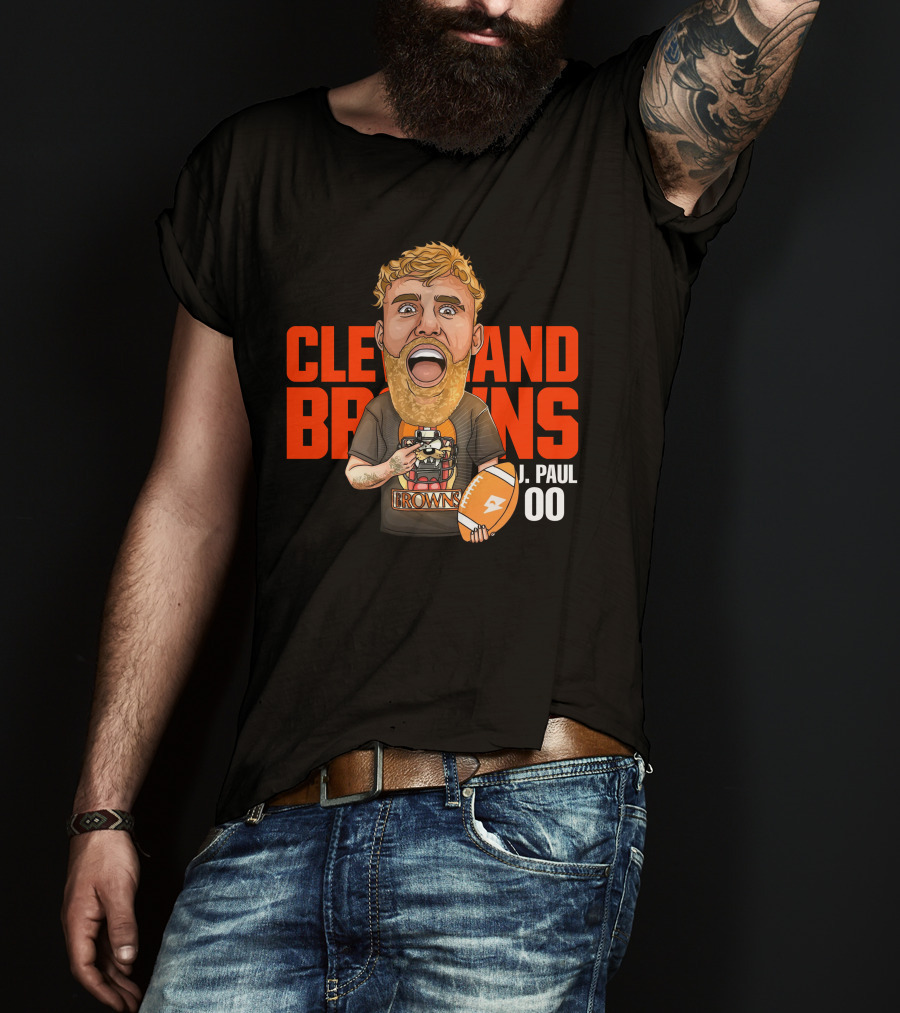Cleveland Browns J. Paul 00 Football Illustration - Agha Noor T-Shirt