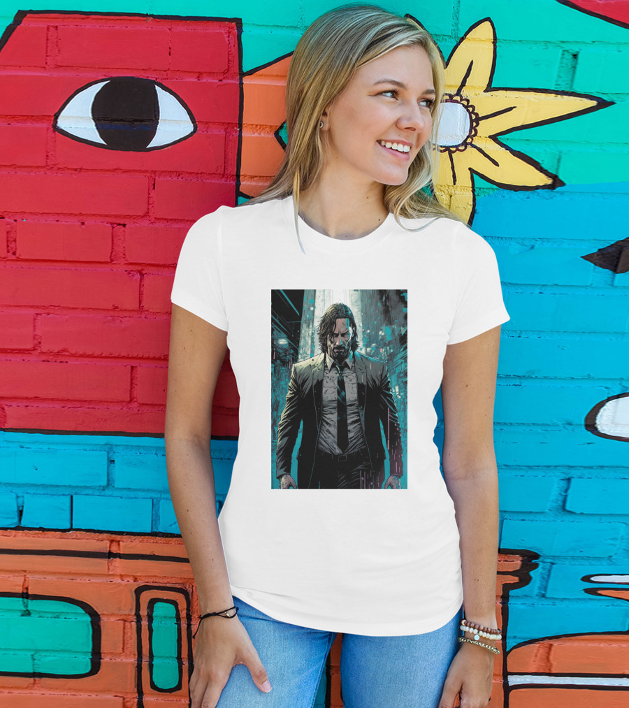 John Wick Comic Style Noir Scene T-Shirt