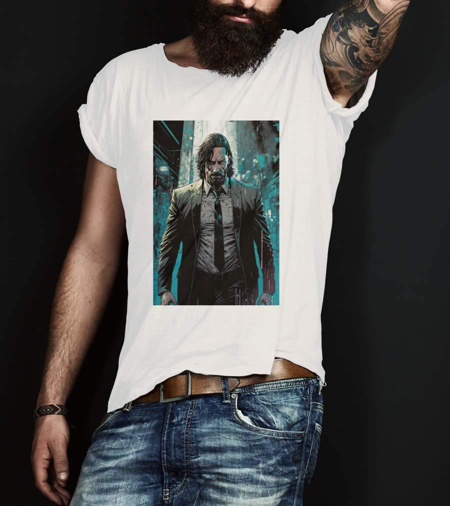 John Wick Comic Style Noir Scene T-Shirt