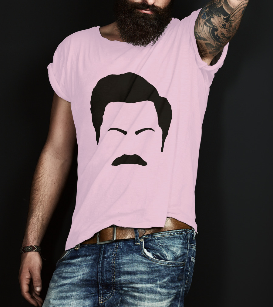 Ron Swanson Mustache Face Silhouette Parks And Recreation T-Shirt