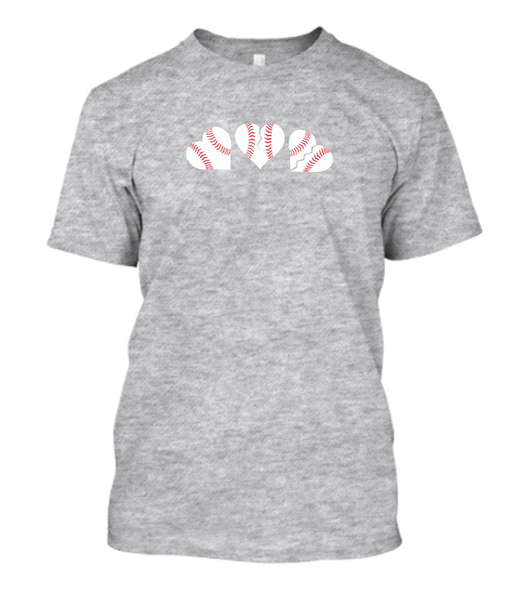 Seattle Mariners Three Baseball Hearts On Gray T-Shirt