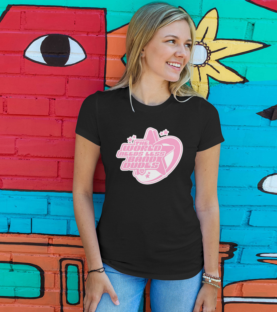 The World Needs Less Band Dudes Star Heart Pink Graphics T-Shirt