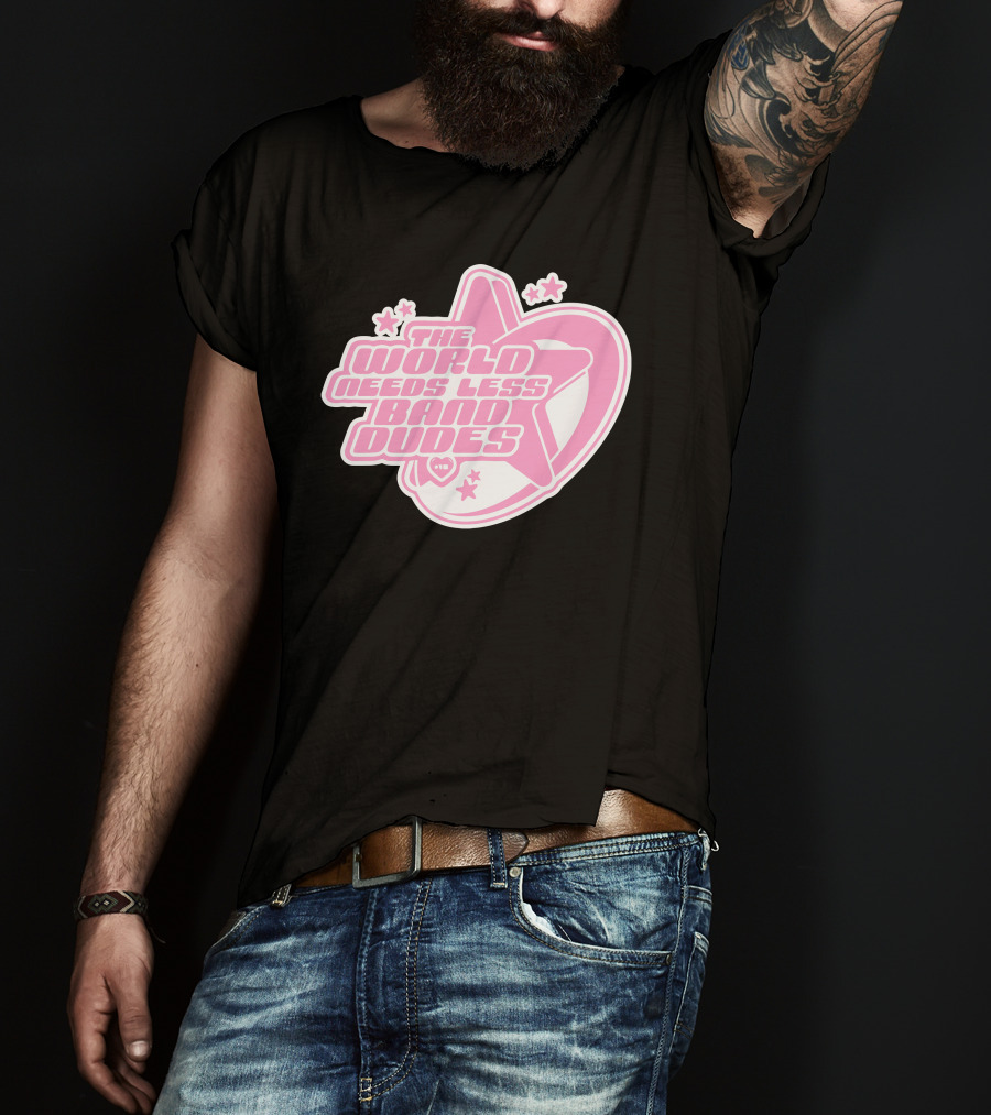 The World Needs Less Band Dudes Star Heart Pink Graphics T-Shirt