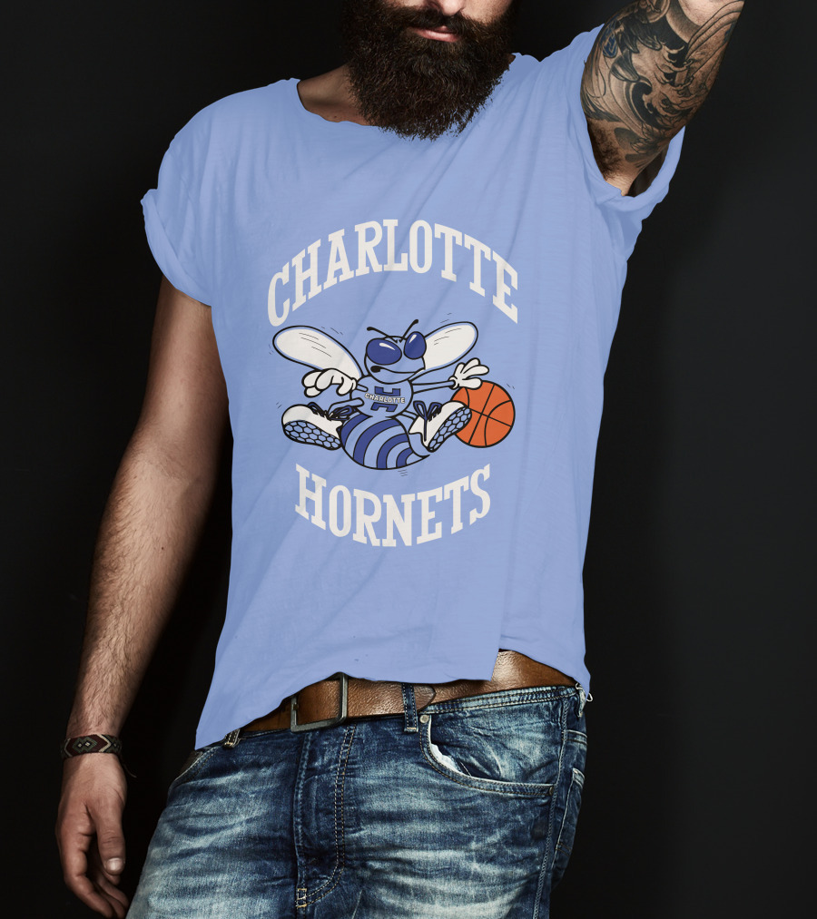 Charlotte Hornets Buzzing Basketball Mascot T-Shirt