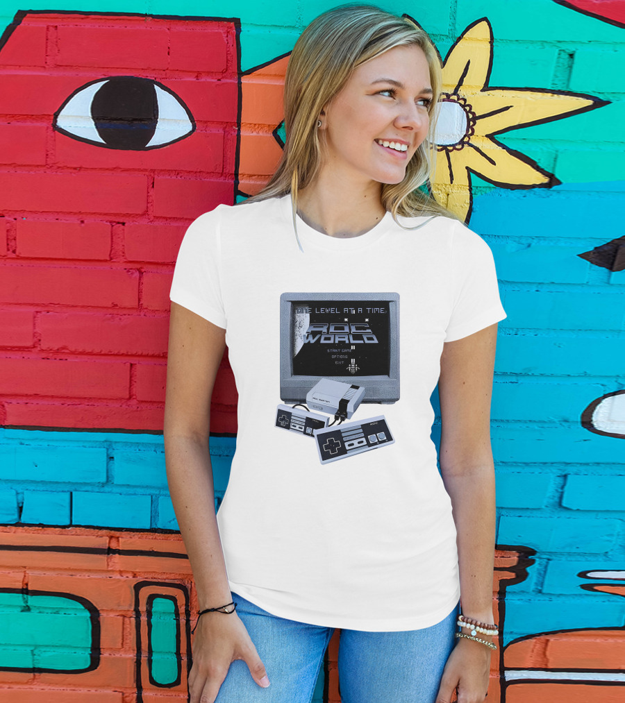 Rdc World NES One Level At A Time Retro Gaming Console And Controllers T-Shirt