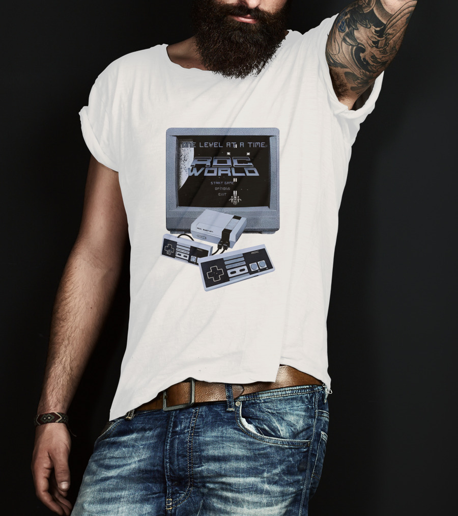 Rdc World NES One Level At A Time Retro Gaming Console And Controllers T-Shirt