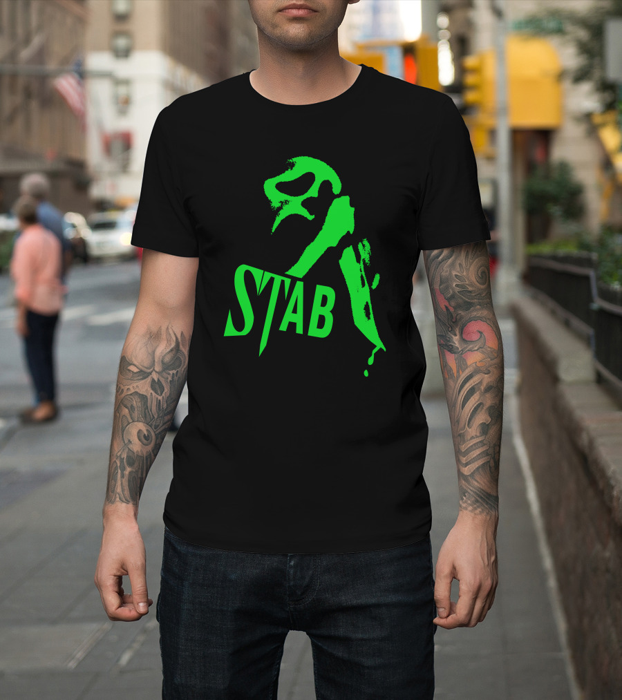 Ghostface Stab Green Mask Dripping Knife T-Shirt