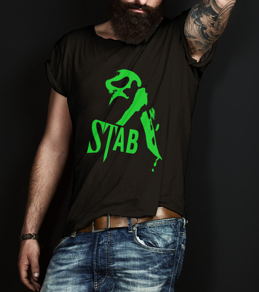 Ghostface Stab Green Mask Dripping Knife T-Shirt
