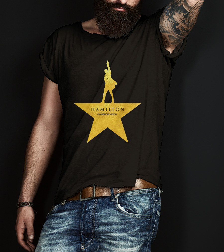 HAMILTON An American Musical Gold Star Icon Logo Standing Figure T-Shirt