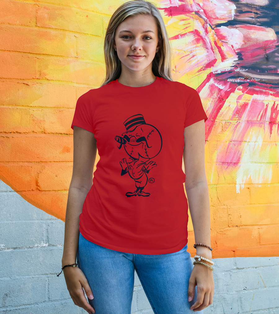 Cigar-Smoking Baseball Head Cartoon With Hat T-Shirt