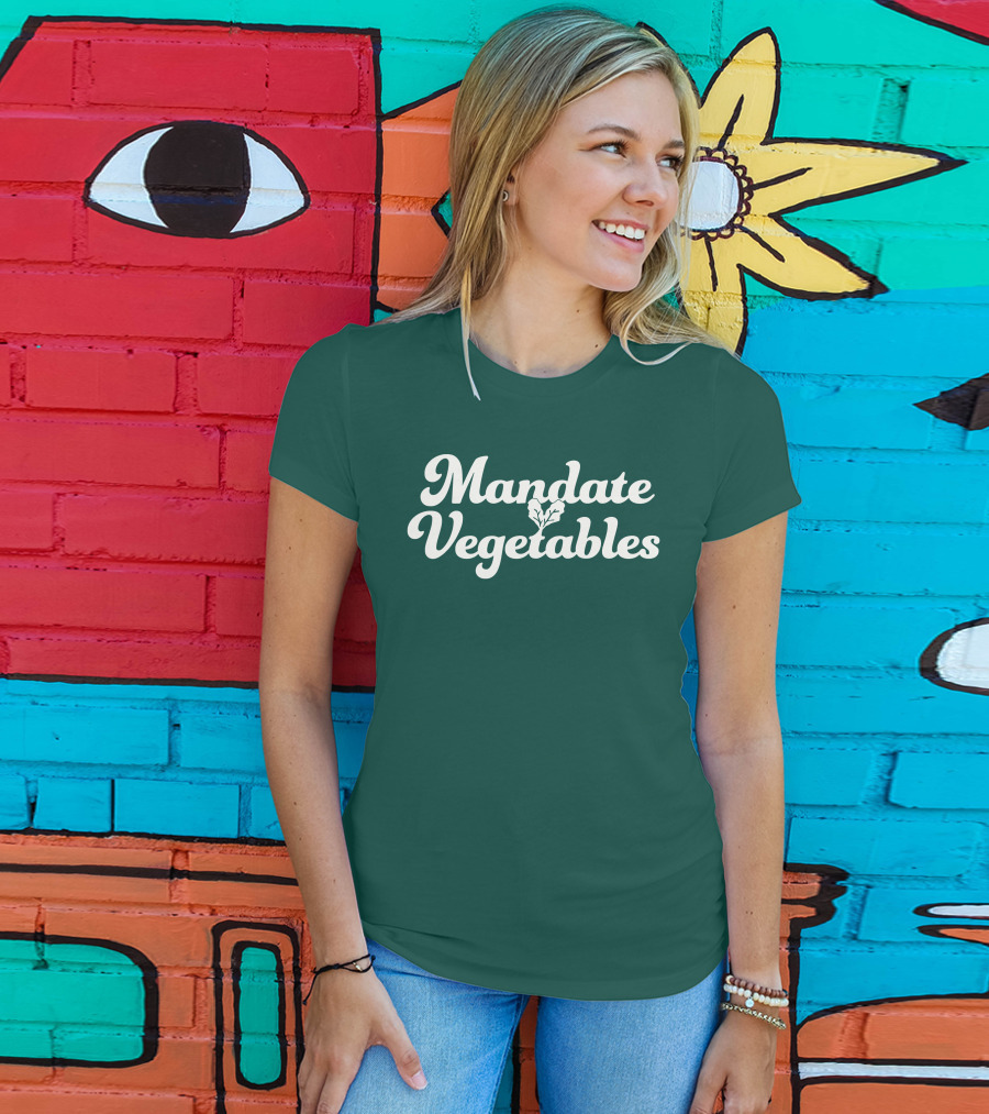 Mandate Vegetables Leafy Green Text T-Shirt