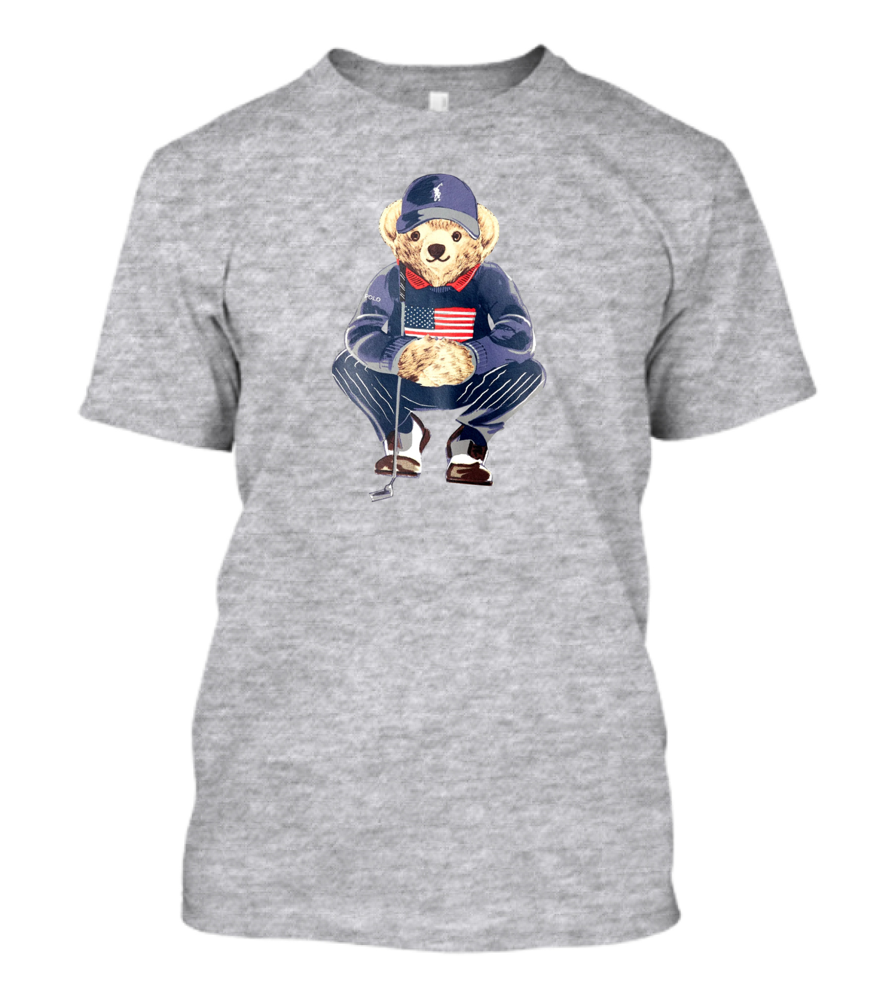 Justin Thomas Polo Golf Bear USA Flag T-Shirt