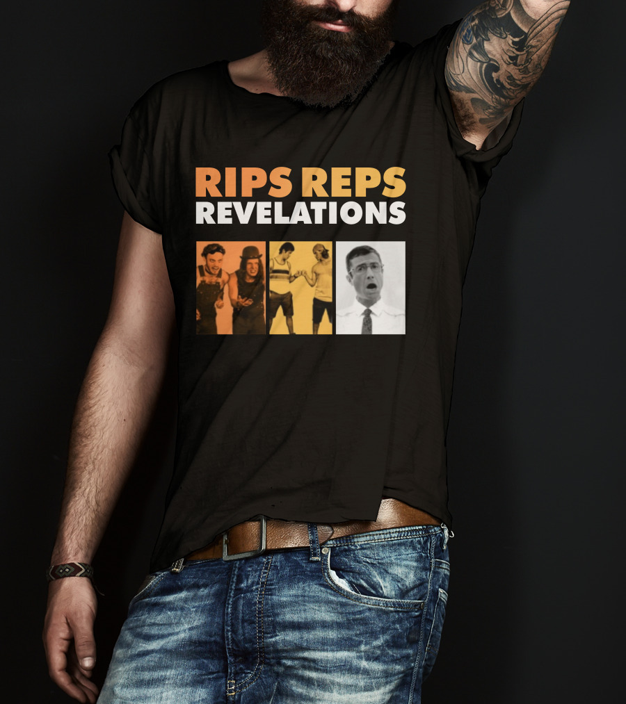 Rips Reps Revelations Classic Comedy Flexing Surprised Expression T-Shirt
