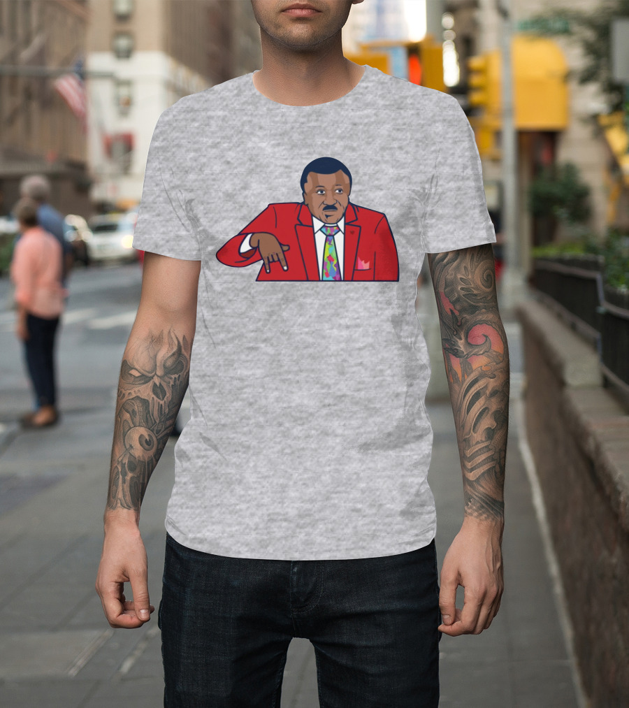 Basketball Analyst Fashion Red Suit Icon Horns Down Gesture T-Shirt