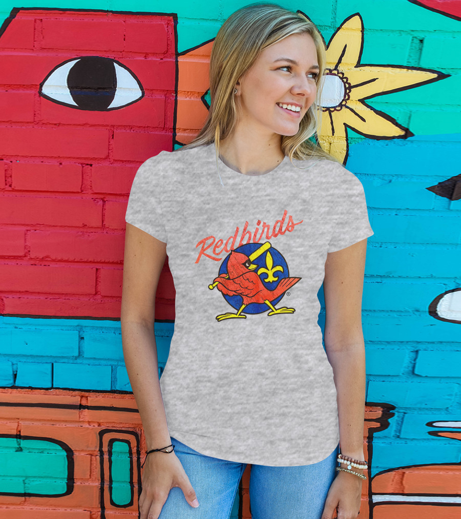 Redbirds Vintage Throwback Blue Circle Fleur-de-Lis T-Shirt