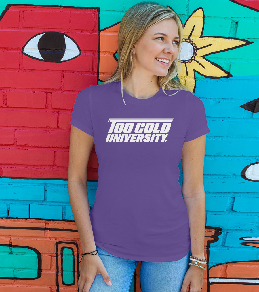 Too Cold University Vintage Style Retro Sports College T-Shirt