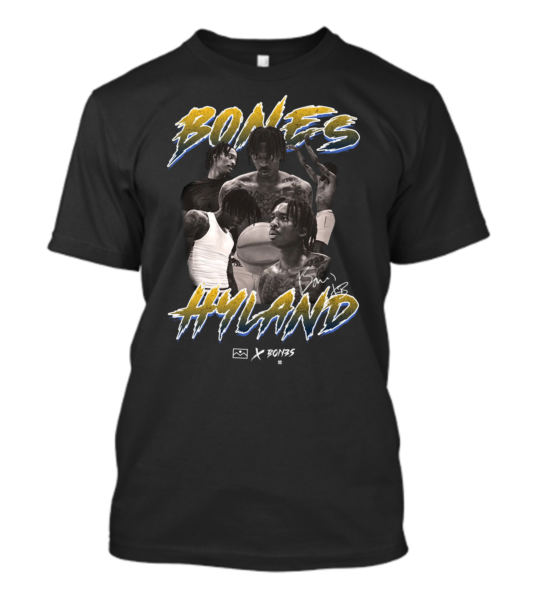 Bones Hyland Vintage Photo Collage Basketball X Bones T-Shirt