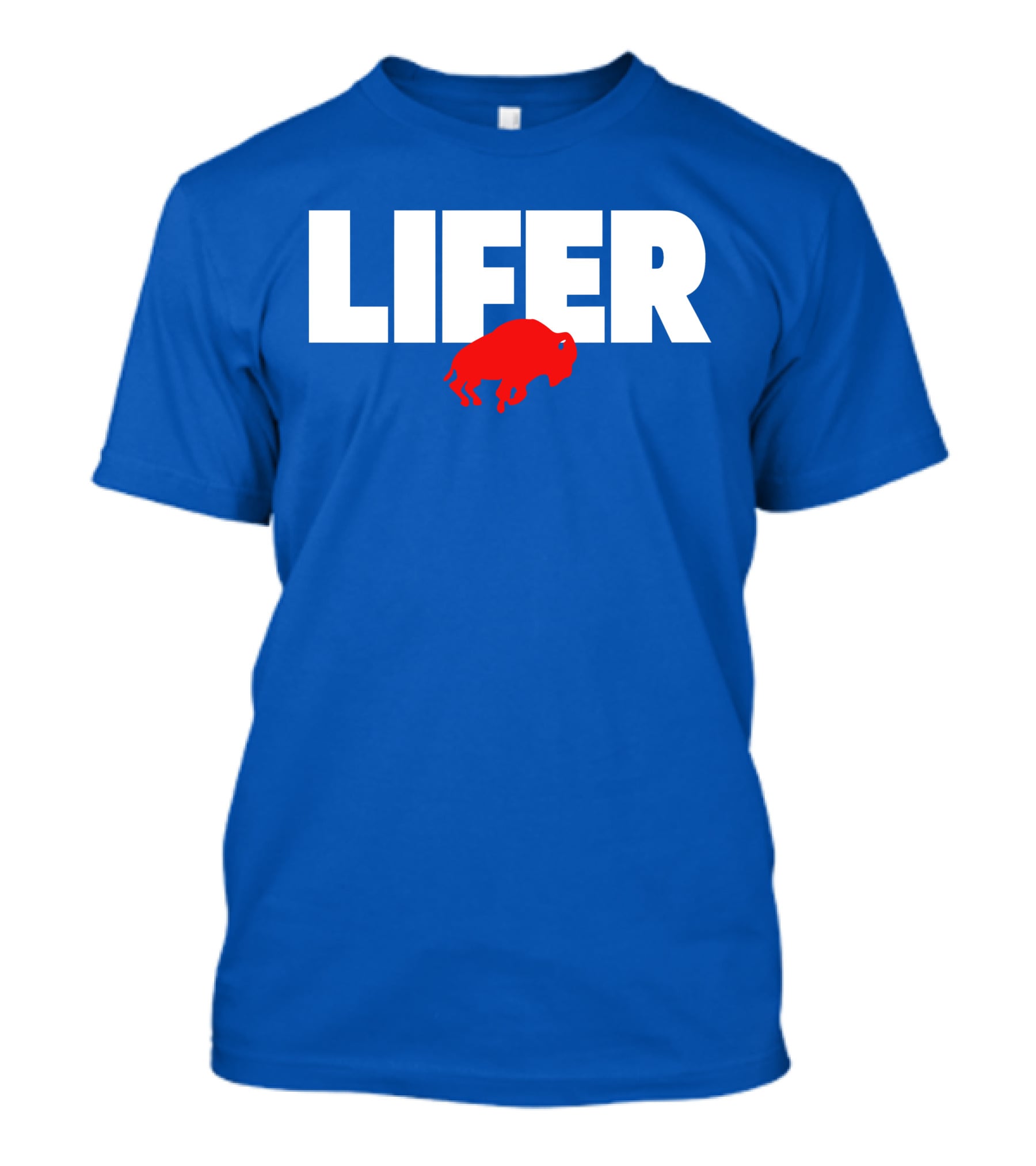 Lifer Buffalo Silhouette Blue Background T-Shirt