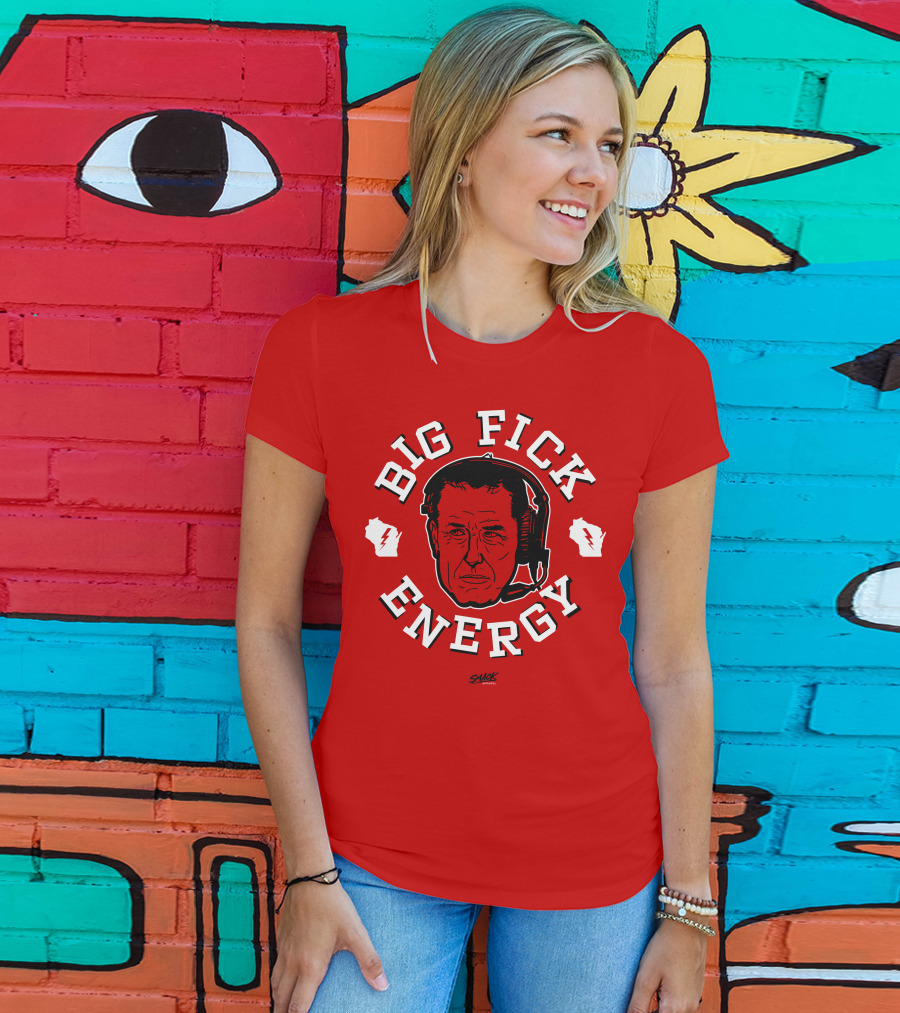 Big Fick Energy Smack Apparel Headset Illustration On Red T-Shirt