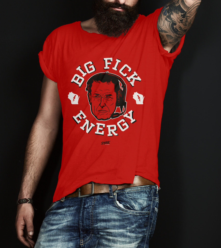 Big Fick Energy Smack Apparel Headset Illustration On Red T-Shirt