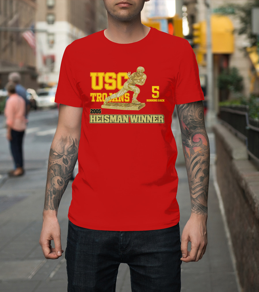 USC Trojans 5 Running Back 2005 Heisman Winner Football Achievement T-Shirt