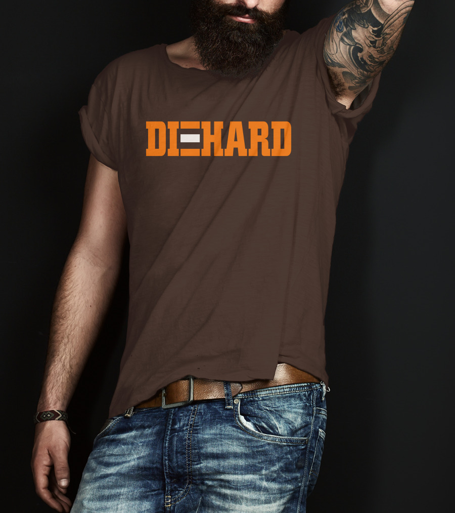 Yvette Diehard Equal Symbol Text In Bold Orange Font T-Shirt