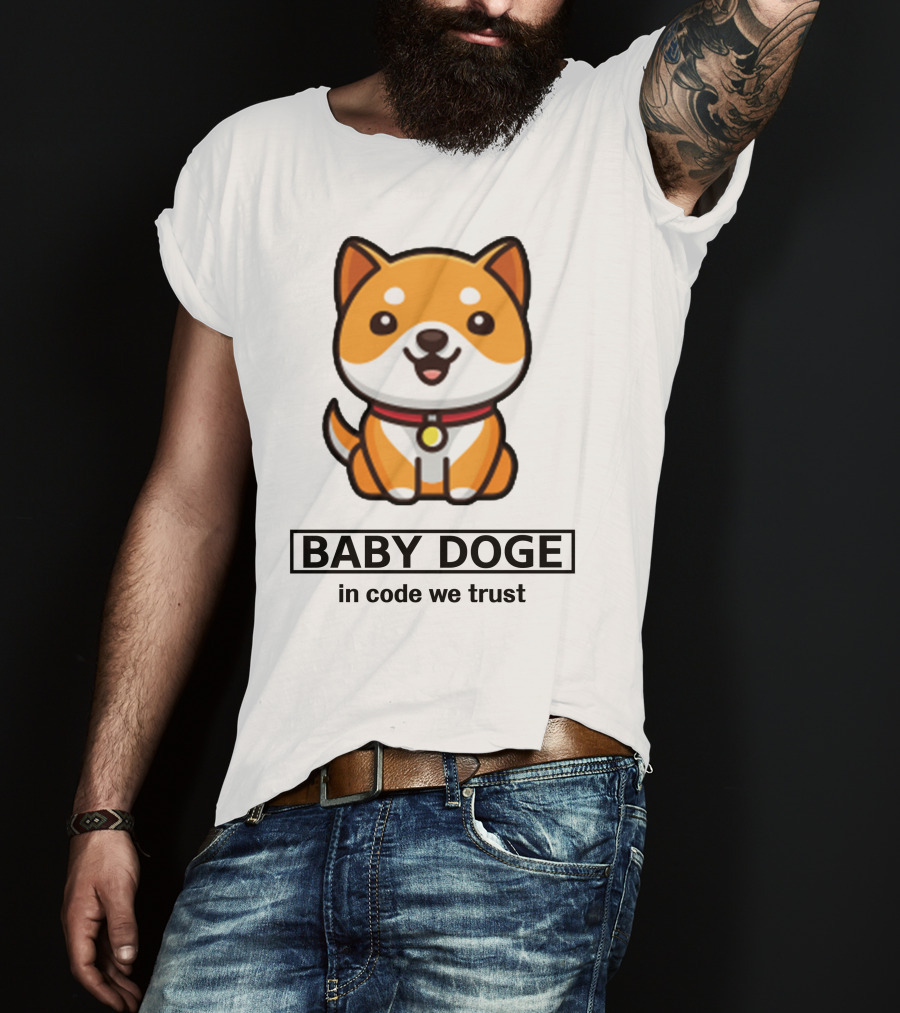 Baby Doge In Code We Trust Kawaii Shiba Inu Puppy T-Shirt