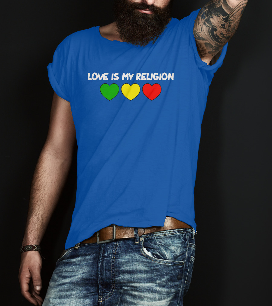Ziggy Marley Love Is My Religion Green Yellow Red Hearts T-Shirt