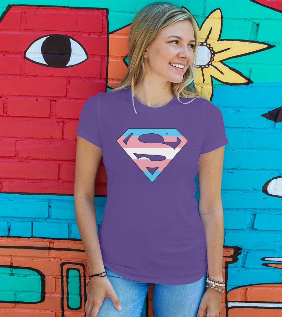 Superman Logo Trans Flag Trans Rights Are Human Rights T-Shirt