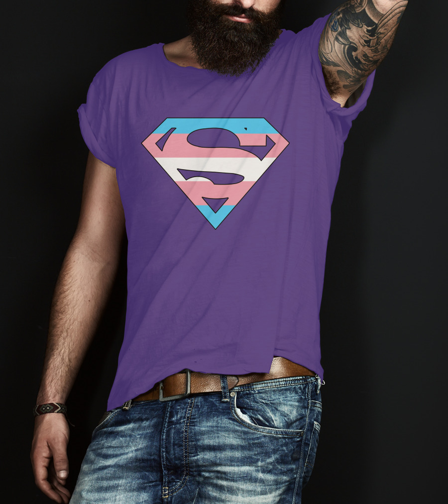 Superman Logo Trans Flag Trans Rights Are Human Rights T-Shirt