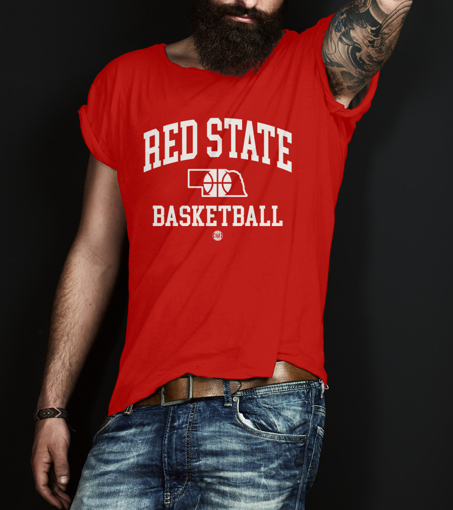 Red State Basketball Nebraska Outline Bbbprinting T-Shirt