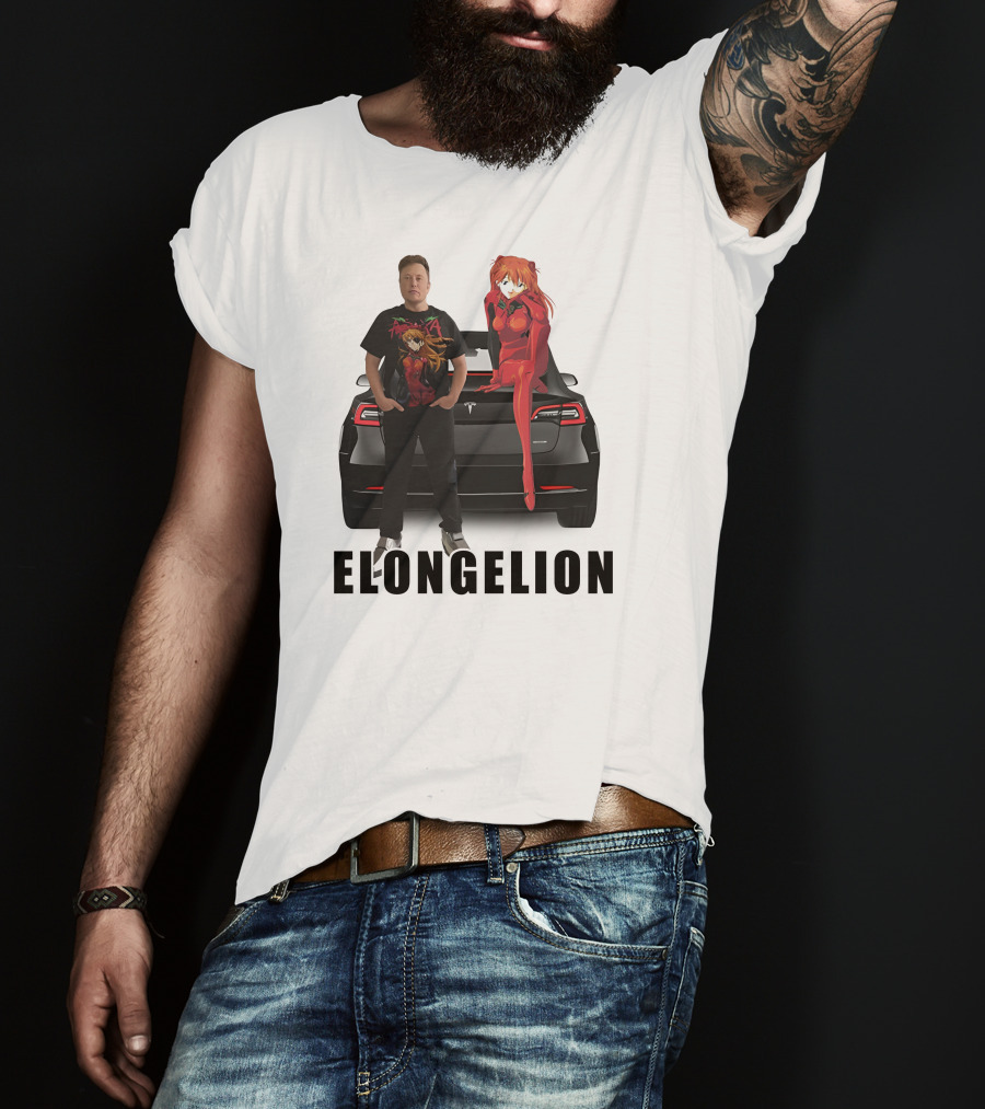 Goofyahhtees Elongelion Tesla Anime Fusion T-Shirt