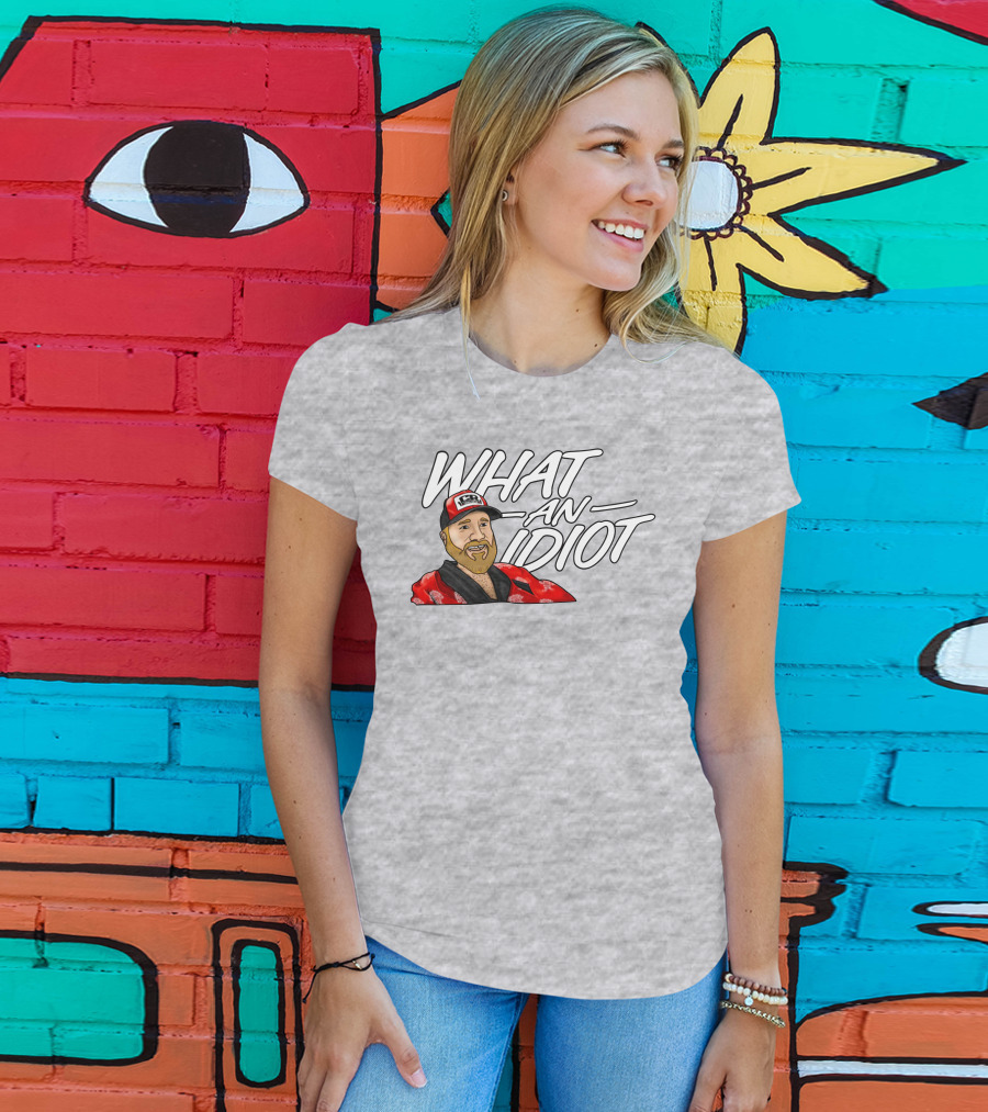 Couch Racer Who Says What An Idiot With Bearded Guy In Cap T-Shirt