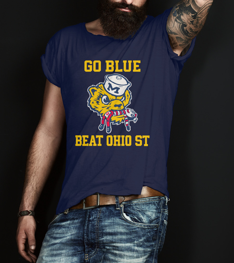 Go Blue Beat Ohio St Michigan Wolverine Victory Mascot Showdown T-Shirt