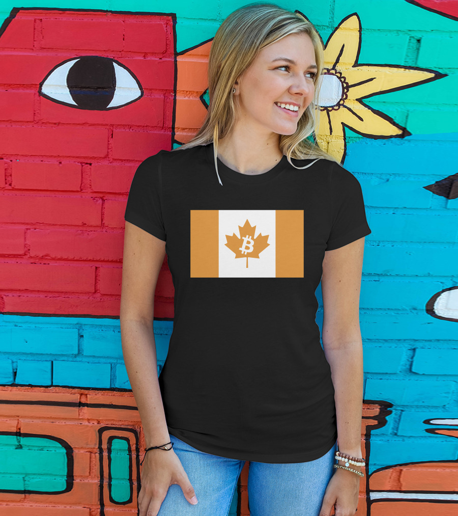 The Best Business Show Merch Bitcoin Canada Maple Leaf Orange Flag T-Shirt