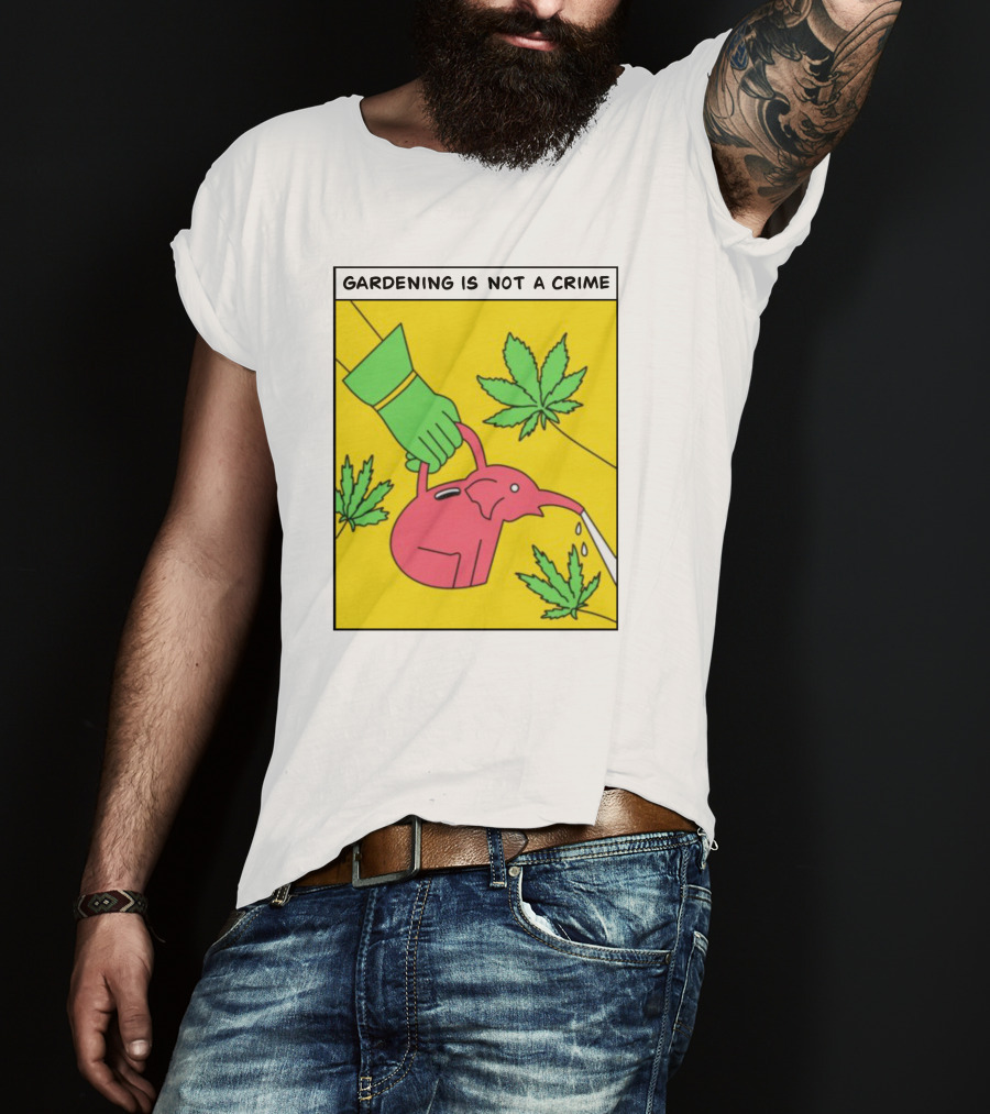 Gardening Is Not A Crime Hand Watering Can Cannabis Leaves T-Shirt