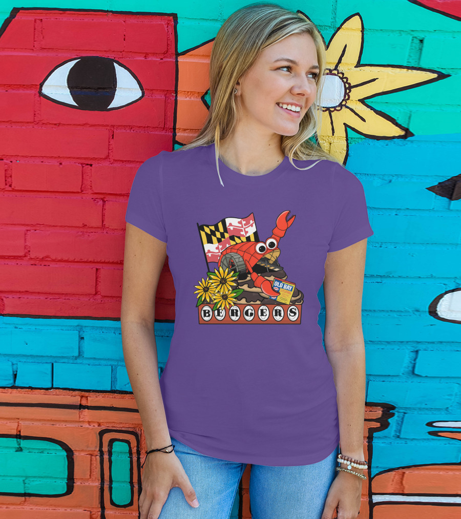 Maryland Flag Crab Bergers Old Bay Seasoning Flowers T-Shirt