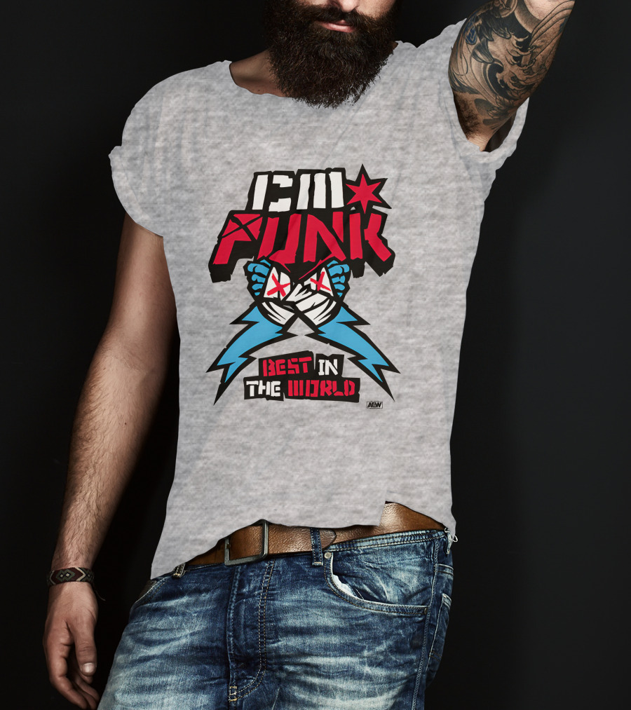 CM Punk AEW Best In The World Supercharged Ringer T-Shirt
