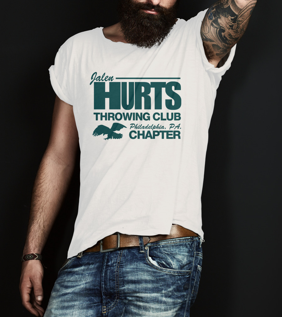 Jalen Hurts Throwing Club Philadelphia PA Chapter Eagles Fan Gear T-Shirt