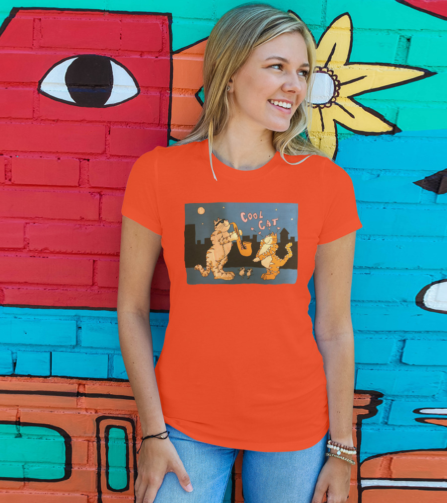 Cool Cat Night Jazz With Playful Felines And Spectators T-Shirt