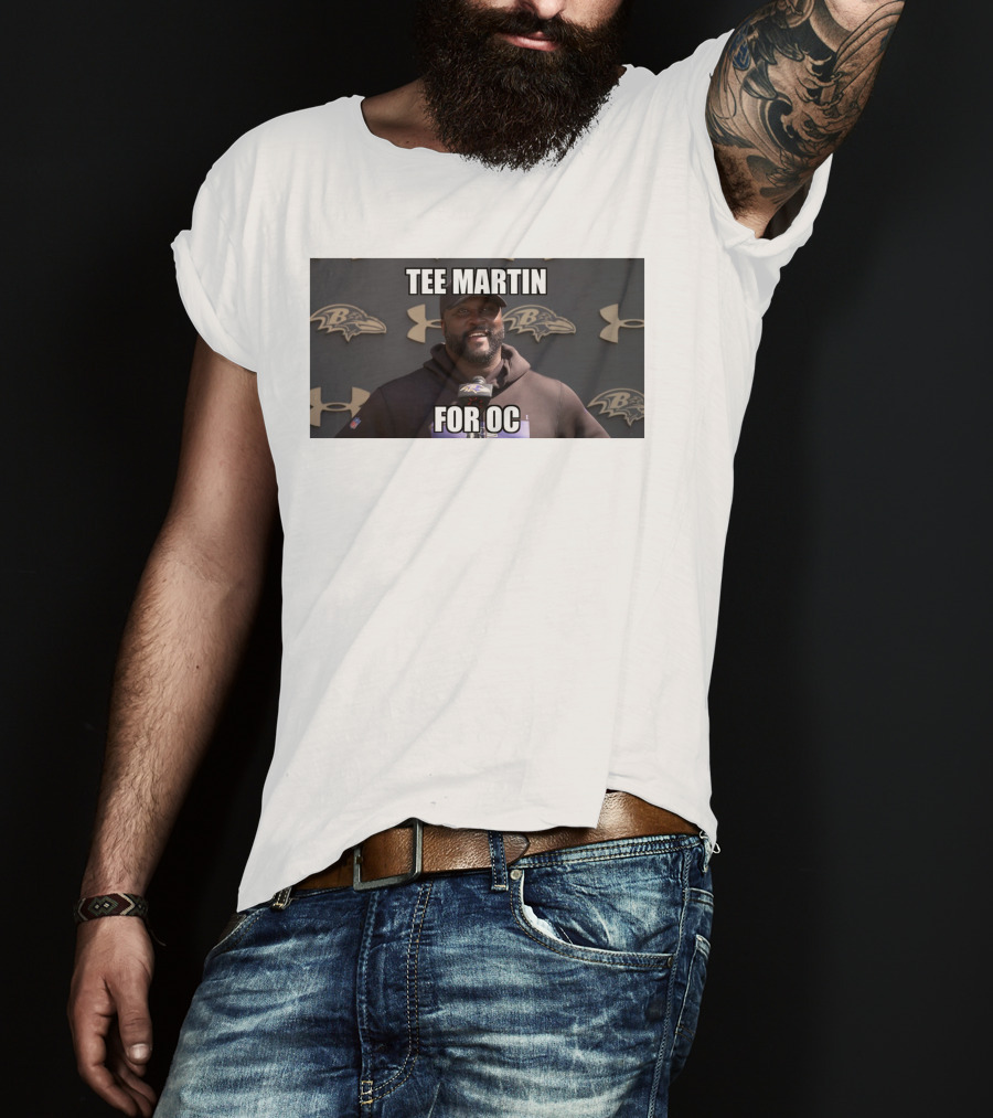 Tee Martin For OC Baltimore Ravens Coach Under Armour Background T-Shirt