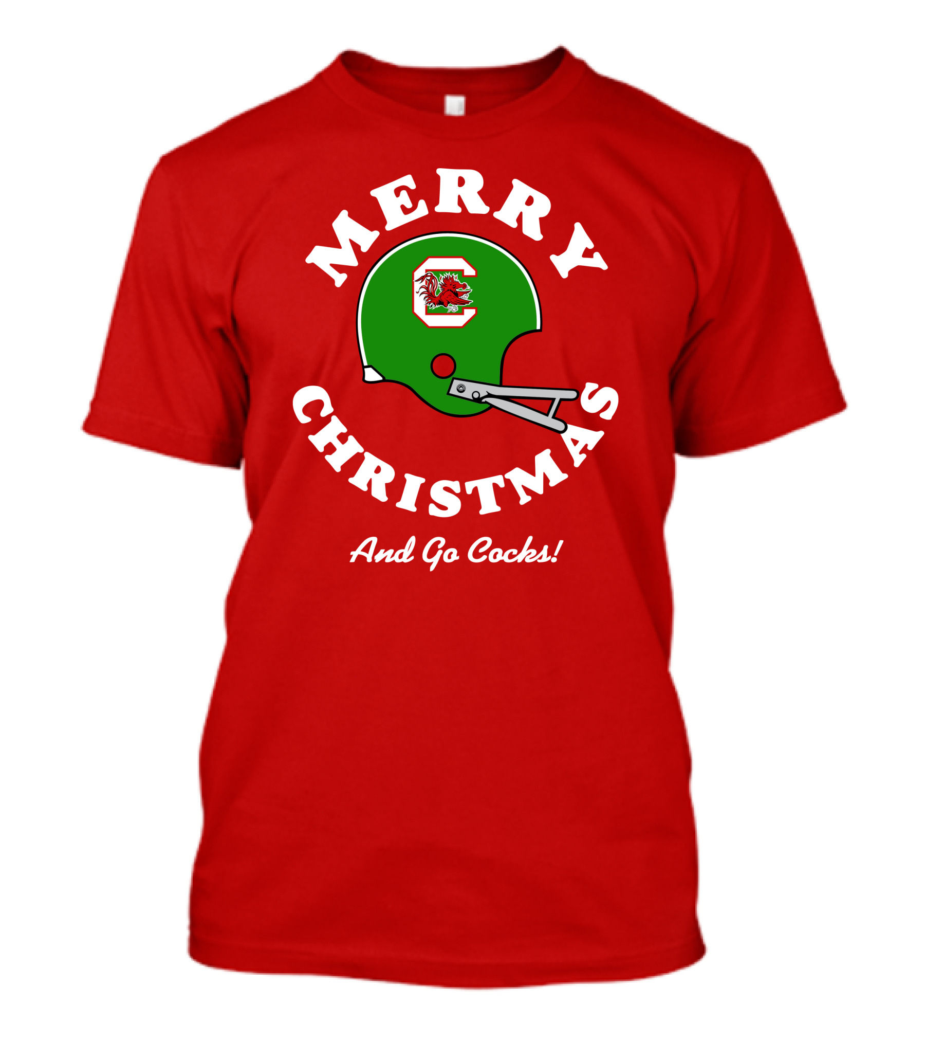 Merry Christmas And Go Cocks Football Helmet T-Shirt