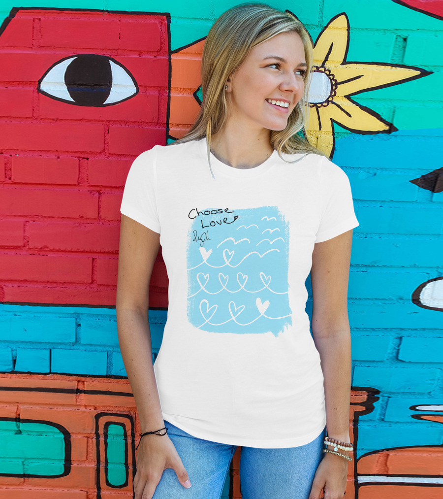 Freddy Carter Everpress Choose Love Heart Waves Blue Print T-Shirt