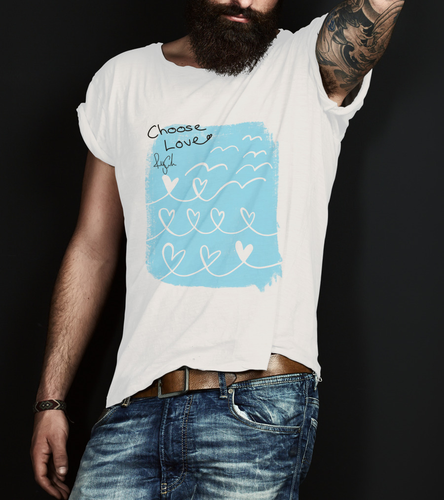 Freddy Carter Everpress Choose Love Heart Waves Blue Print T-Shirt